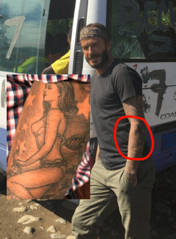 David Beckham tetování na paži