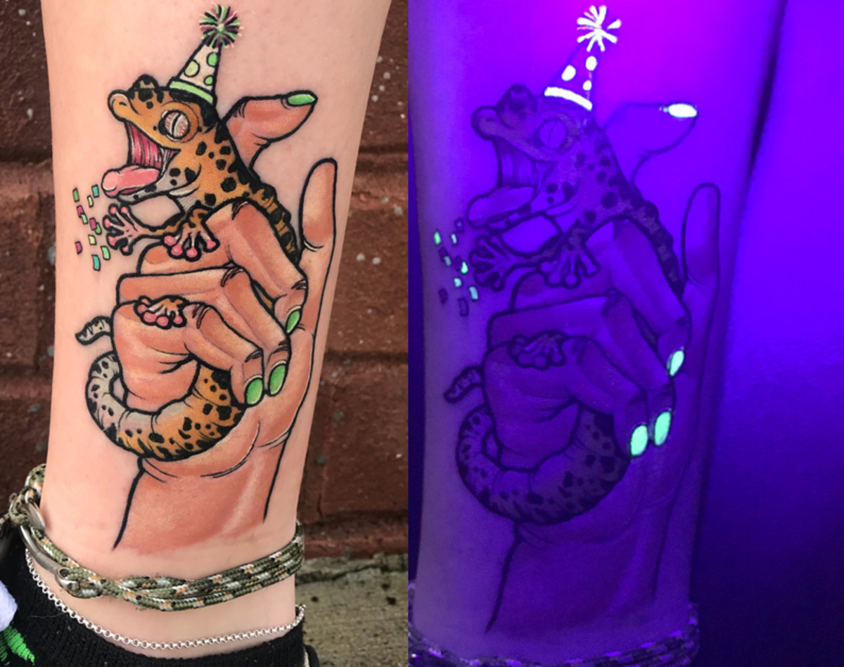 UV-Tattoo-Idee, Schwarzlicht-Tattoo-Ideen, Schwarzlicht-Tattoos, UV-Tattoos, alles, was Sie über Schwarzlicht-Tattoos wissen müssen, wie lange halten Schwarzlicht-Tattoos, Wie man ein Schwarzlicht-Tattoo heilt, wie man ein UV-Licht-Tattoo heilt, UV-Tattoo-Nachsorge, Schwarzlicht-Tattoo-Nachsorge, Tattoo-Nachsorge, Gibt es Nebenwirkungen bei einem UV-Tattoo, Gibt es Nebenwirkungen bei einem Schwarzlicht-Tattoo, Quinton McCloud, Kayla Newell, Samantha Ceora, Tukoi Oya, Tukoi Oya Tattoos, inked mag, Tess Adamakos