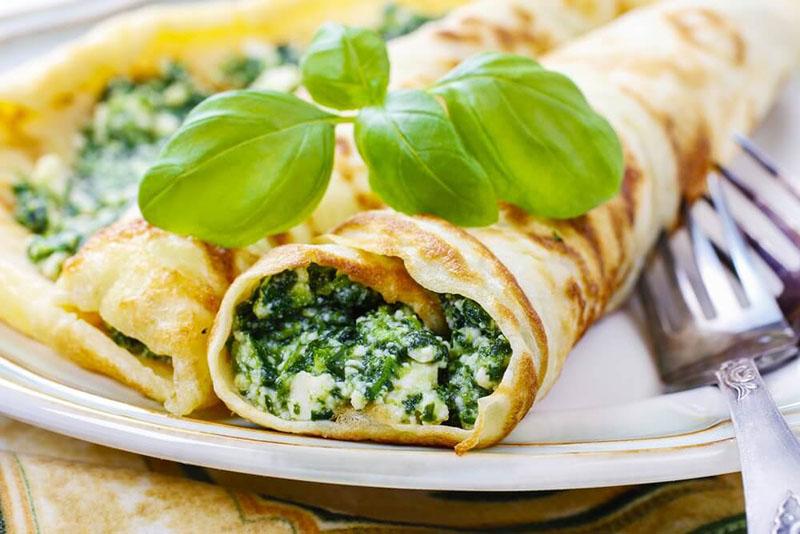 crêpes au fromage et aux herbes