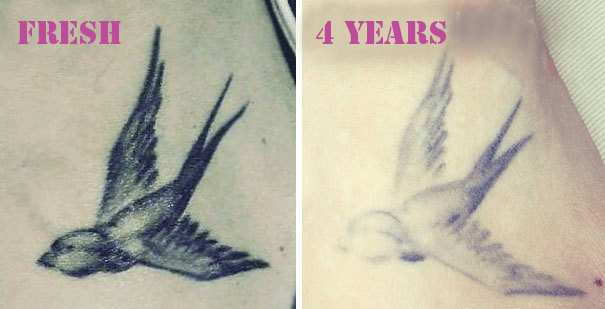 Foto via InstagramEs gibt keine Entschuldigung dafür, dass dieses Tattoo nach 4 Jahren so aussieht. Es war nicht wirklich gut, damit anzufangen. Ich würde mich für eine Vertuschung entscheiden.