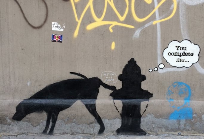 Banksy Piece im Stadtteil Chelsea von NYC (Oktober 2013)