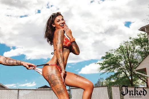 Pornohvězda Bonnie Rotten, fotografovaná Christianem Saintem pro sexuální problémy s inkoustovými časopisy.