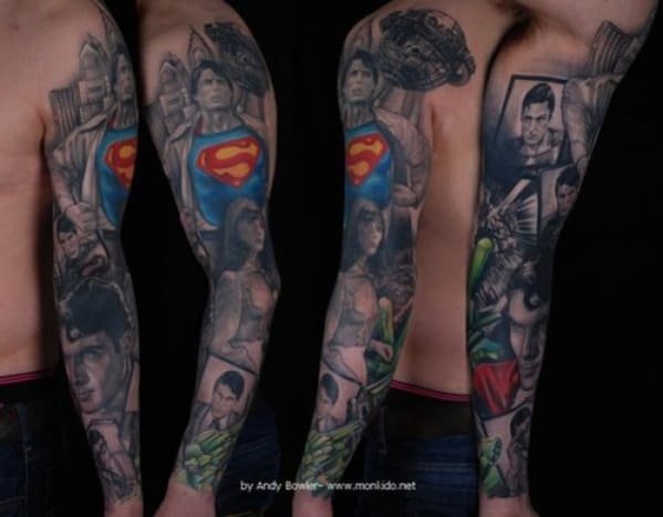 Superman und Clark Kent Tattoo von Andy Bowler.