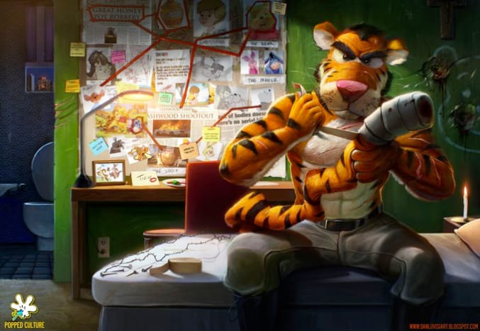 هنا Tigger يصلح ذيله في خضم حل سرقة وعاء العسل العظيم. حتى 