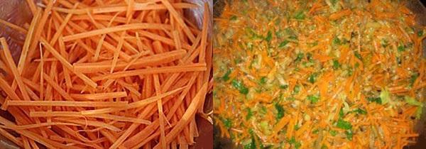 picar zanahorias y guisar verduras