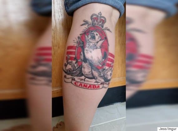 Tetování k 150. narozeninám Kanady, které sportovala uživatelka Redditu Jess. Foto: Reddit.