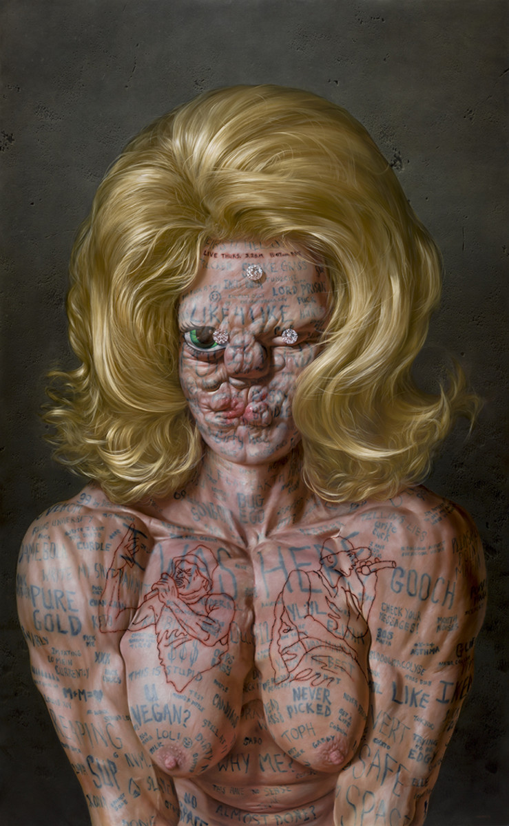 VAN_MINNEN_christian_2019_DIAMONDS-W-SELF-PORTRAIT-LIVE-INSTAGRAM-VIDEO-COMMENT-TATTOOS-AND-BATTLE-RAPPER-BREASTS_oil-linen_60x97x3in-highres