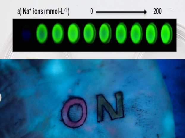 يمكن للرياضيين والأشخاص الذين يعانون من ارتفاع ضغط الدم الاستفادة من وشم جهاز الاستشعار الحيوي للصوديوم الذي يضيء تحت ضوء الأشعة فوق البنفسجية. من خلال مراقبة شدته ، يمكن للشخص معرفة ما إذا كان يعاني من نقص في الماء أم لا.