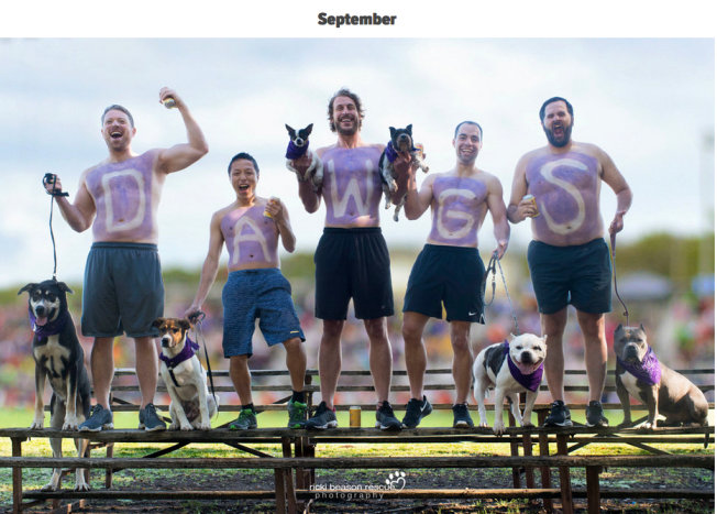 Foto via Ricki BeasonDad bod (von L nach R): Shane, Simon, Jason, Derrick, Jay Dog (L nach R): County Road mit Astasia's Angels (mit Shane), April mit Rescue Row (mit Simon), Jensen mit Astasia's Angels und Sammy mit Rescue Row (beide mit Jason), Buster mit The Love Pit (mit Derrick), Dozer mit The Love Pit (mit Jay)