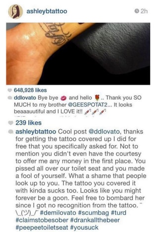 Ashley McMullen ruft Demi öffentlich auf Instagram an.