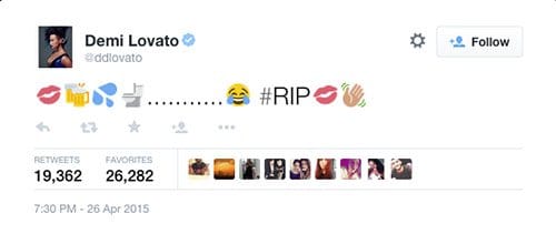 Lovato twittert ihre Antwort in Emojis.