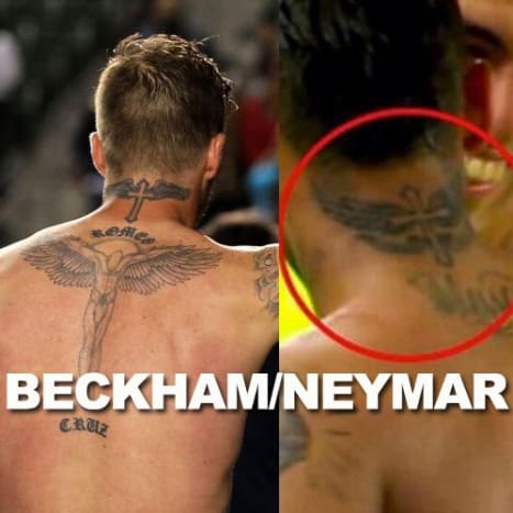 Tady jsou bok po boku. Zavoláte, zda byl Neymar Beckhamem ovlivněn, nebo ne, než dostal inkoust.