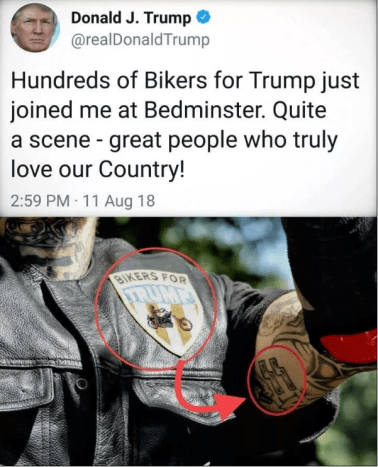 Kürzlich ging ein Post viral, der einen Tweet von Trump und ein Bild kombiniert, das einen Biker For Trump mit einem . zeigt