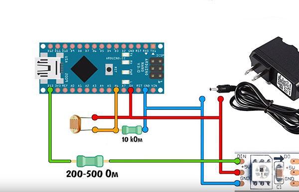 diagrama de conexión de luz de fondo inteligente