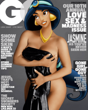 Princezna Jasmine jako Kim Kardashian na titulní straně GQ z června 2016.