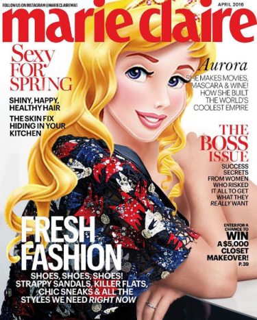Aurora nimmt den Platz von Drew Barrymore auf dem Cover von Marie Claire vom April 2016 ein.