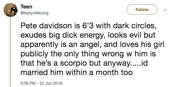 Twitter und seien wir ehrlich, der Rest des Internets hat entschieden, dass Pete Davidson BDE hat, auch bekannt als Big Dick Energy. Jetzt fragst du dich vielleicht, was zum Teufel ist Big-Pick-Energie und was noch wichtiger ist, habe ich sie?
