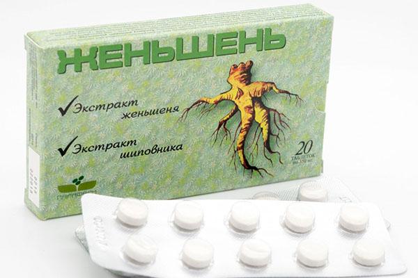 tabletas de extracto de ginseng