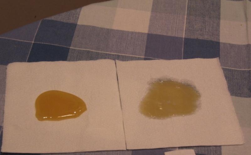 vérifier le miel avec une serviette en papier