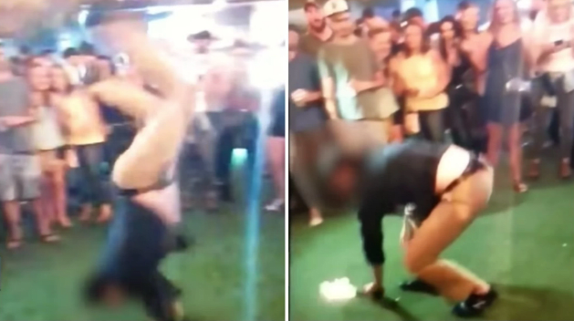 Dieser Mann hat alles getan, um die Menge zu beeindrucken, indem er während einer Tanzsession einen Rückwärtssalto versuchte.