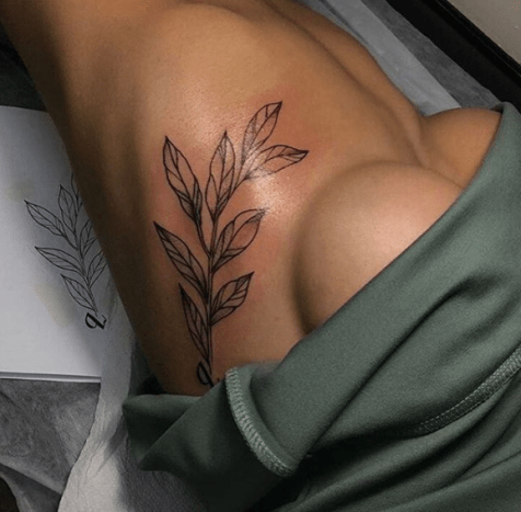 Blatt Seitenteil Tattoo