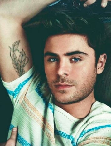 Zac Efron přešel od srdcaře Disney Channel k hollywoodskému srdcaři a hrál ve filmech jako Sousedé se Sethem Roganem a Charlie St. Cloud. Efron má na bicepsu a zkratce peří