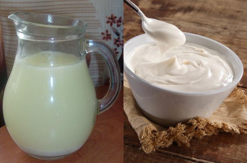 mezclar suero con crema agria