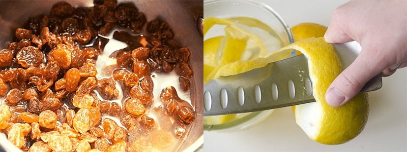 préparer les raisins secs et le citron