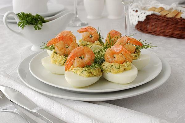 camarones en huevo