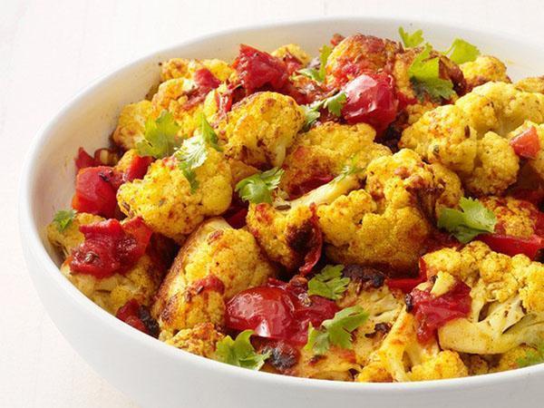 coliflor al horno con verduras