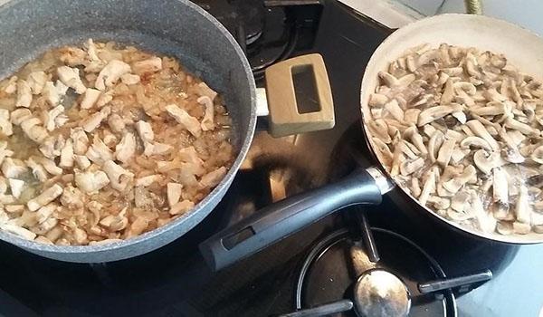 ragoût de viande et de champignons séparément