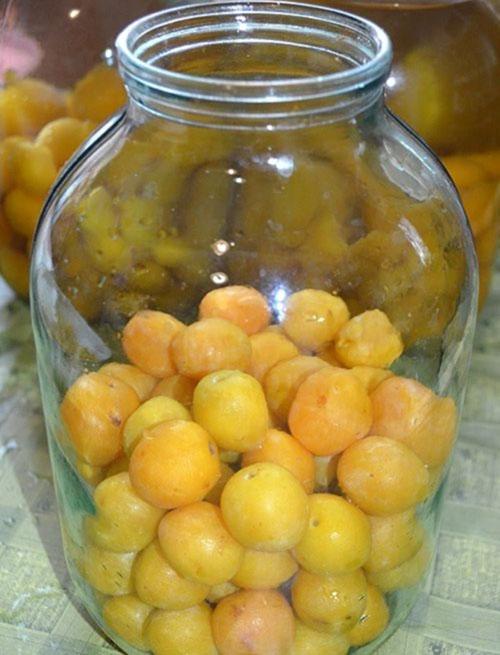 poner ciruela cereza en frascos