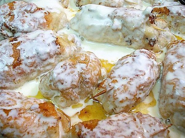 rollos de estofado en crema