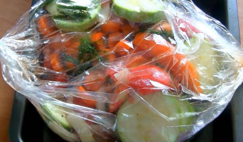 verduras al horno en la manga