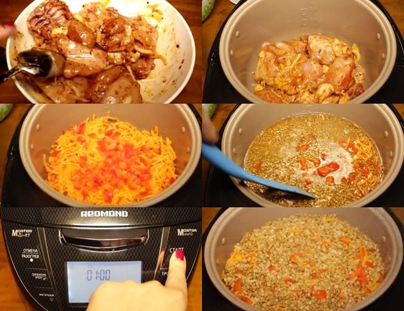 cocinar paso a paso trigo sarraceno con pollo