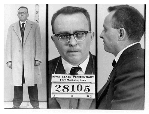 Foto via Mordpedia 1963 wurde Feguer wegen Entführung und Mordes gehängt. Er war der letzte Mensch, der in Iowa hingerichtet wurde. Sein letzter Essenswunsch war für eine einzelne Olive (mit der Grube noch drin). Er hoffte, dass nach seiner Beerdigung ein Olivenbaum aus seinem Körper wachsen würde.