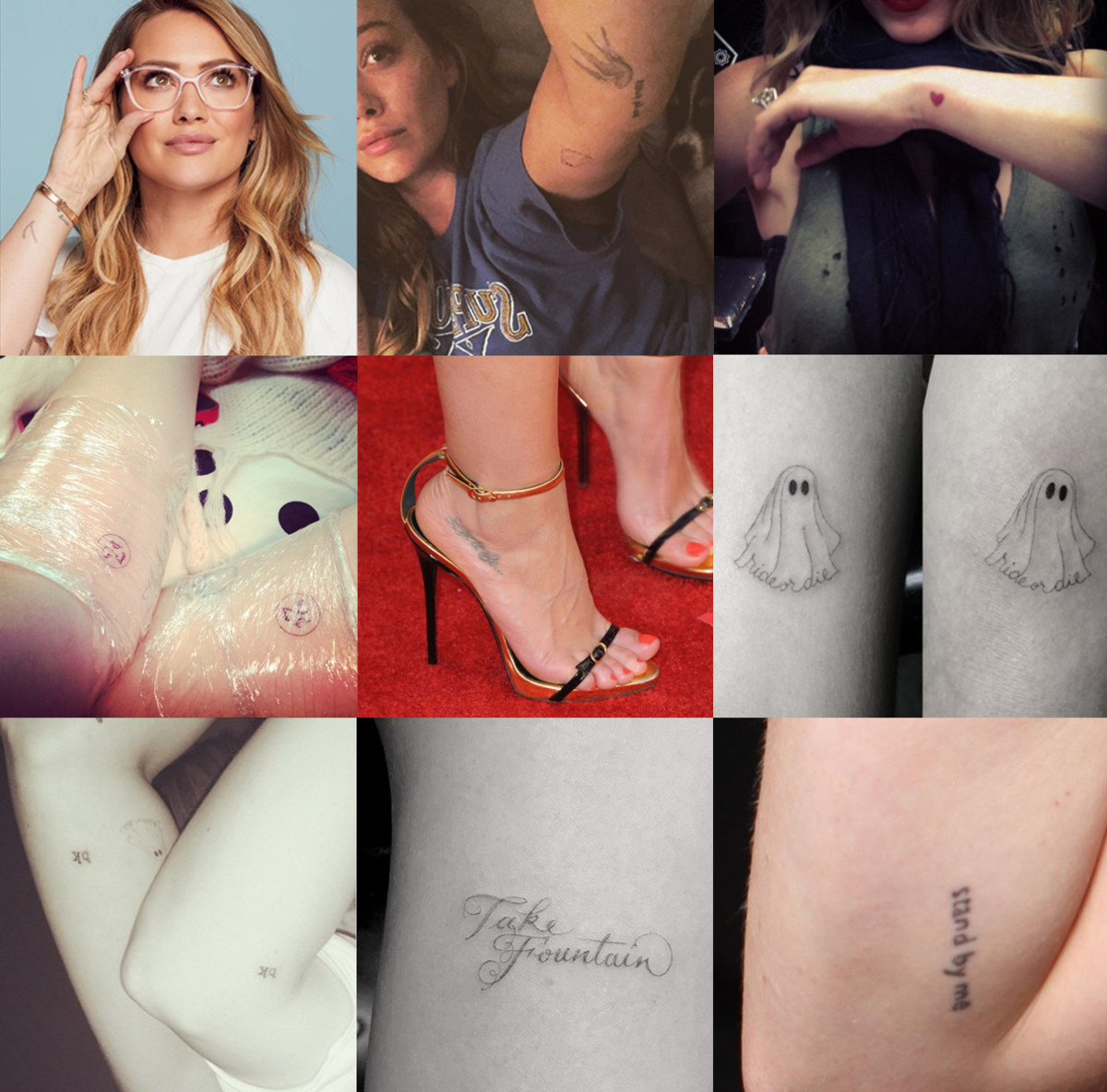 Einige von Duffs Tattoos @hilaryduff auf Instagram.