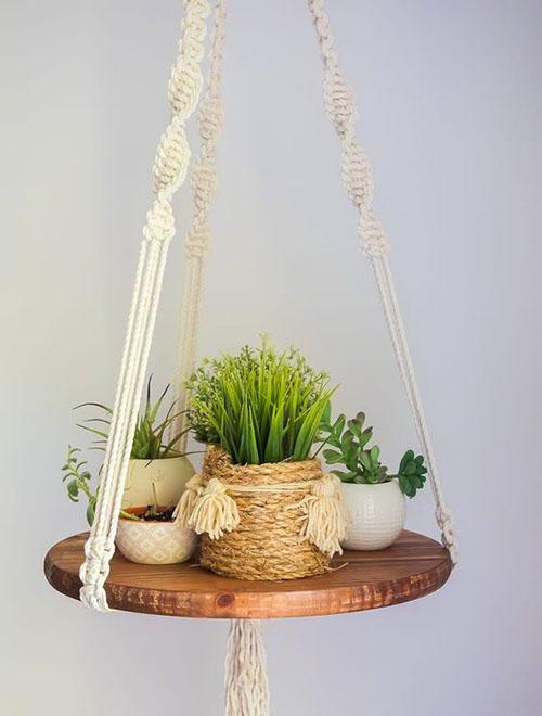 soporte de flores de macramé