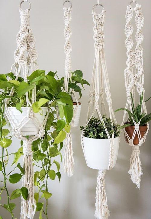 jardinière en macramé pour fleurs