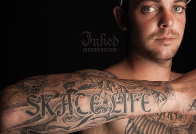 Inked Exclusive: ساعد Ryan Scheckler مع وشم Skate Life