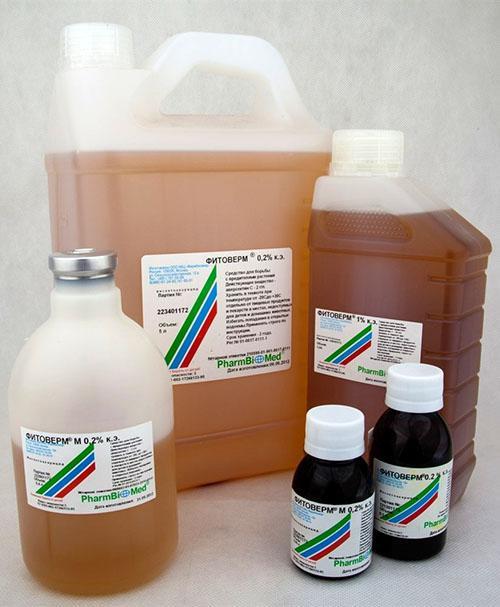 diferentes envases de la preparación phytoverm