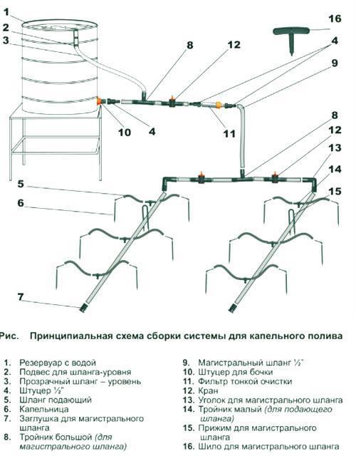 diagrama de conexión del sistema de riego por goteo