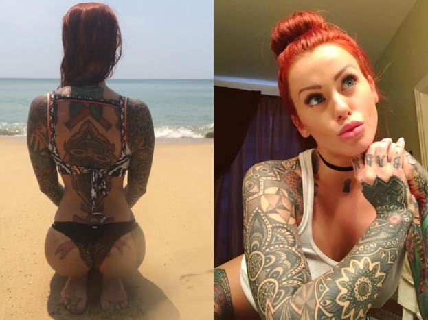 Foto via Instagram Ich liebe alle meine Tattoos, aber wenn ich mich entscheiden müsste, würde ich meine Grasgöttin auf meinem rechten Oberschenkel sagen. Sie ist absolut großartig und es wurde so viel Zeit und harte Arbeit von Aaron Neiman in sie gesteckt.