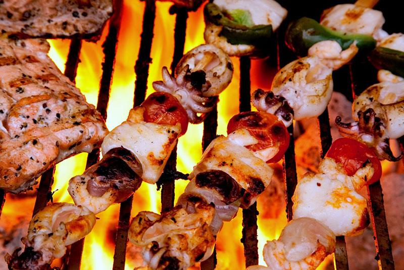 kebab de fruits de mer au bacon