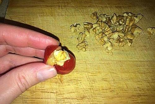 rellenar las cerezas con nueces