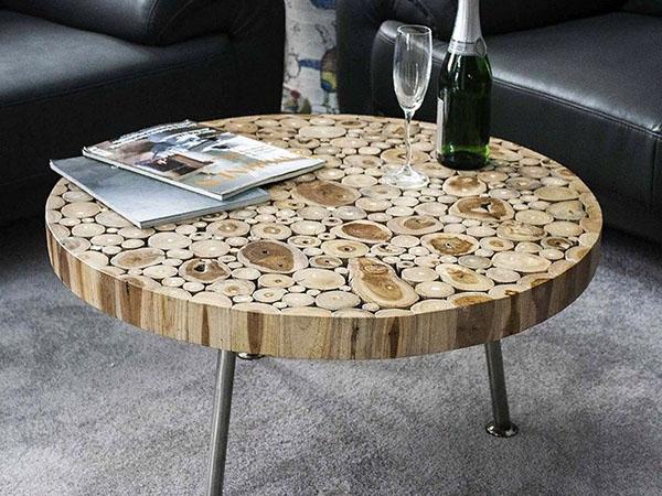 mesa de centro redonda de madera
