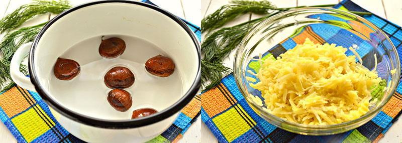 hervir nueces y rallar patatas
