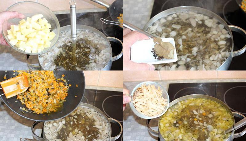 étapes de préparation de la soupe