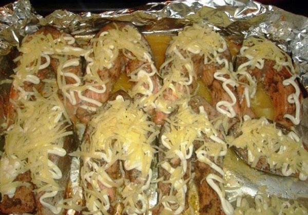 trucha al horno con queso