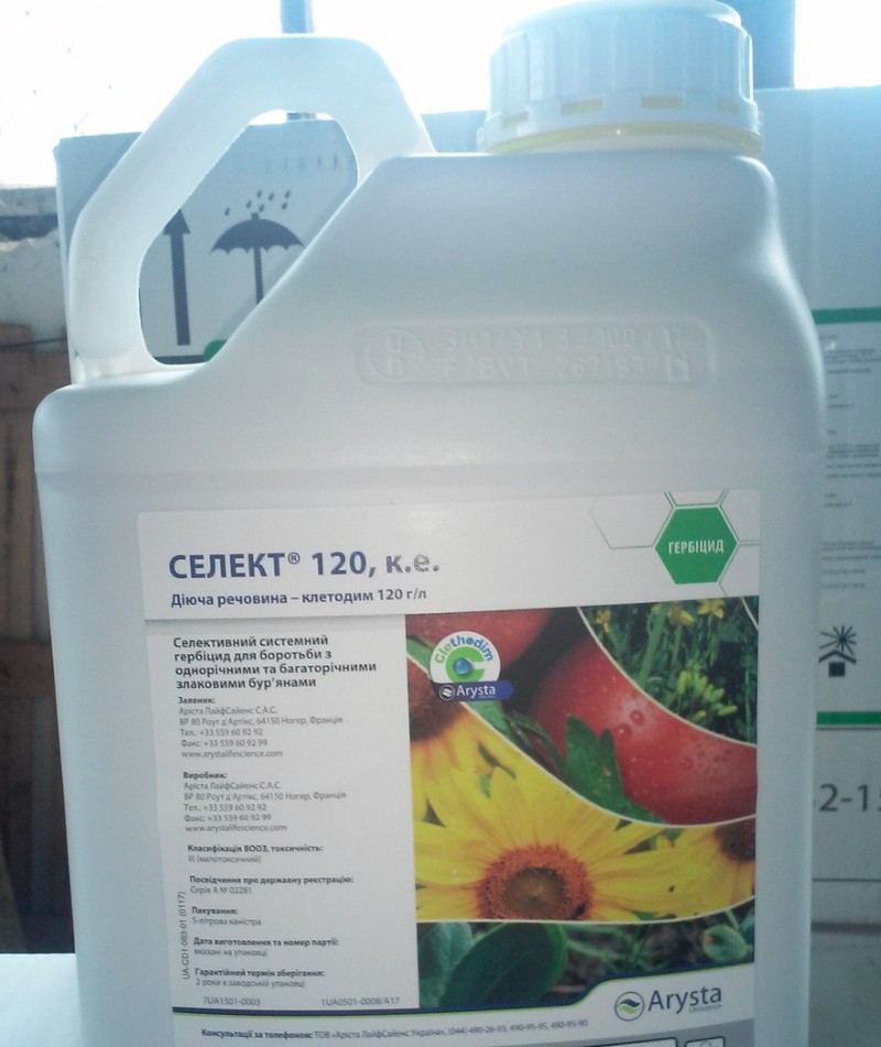 composition et action de l'herbicide sélectionné